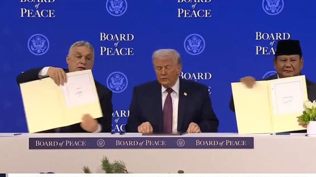 Prabowo Teken Charter Board of Peace Gaza di Davos 2026